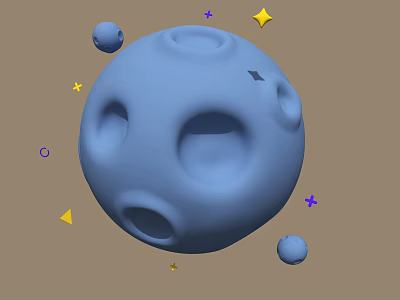 Decorative Ornament Combination With Blue Spherical Design Hollow Holes Small Stars And Balls 3d model