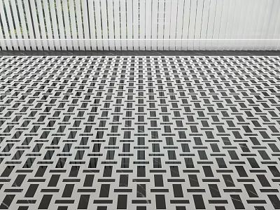 Black And White Geometric Pattern Floor Tiles For Outdoor Patio Design 3d model