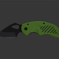 Green Handle Folding Knife With Striped Grip And Sharp Blade Design 3d model