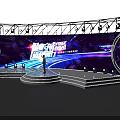Modern Stage Design With Purple Lighting Effects Large Screens And Performer