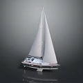 Luxury Sailing Yacht Model With White Sails And Glossy Hull Design