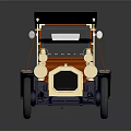Classic Dark Blue Vintage Car With Black Top Gold Accents And Retro Headlights