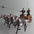 Ancient Horse Drawn Carriage Pulled By Four Horses With People Riding Moving