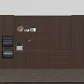 Modern Wooden Kitchen Cabinetry Featuring Built in Oven And Shelves With Dishes Bowls