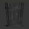 Plant in Dark Gray Cylindrical Metal Planter with Vertical Strips and Round Base