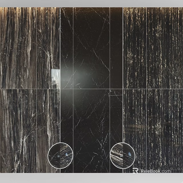 Dark Marble Texture Decorative Components With Various Styles And Detail Shots 3d model
