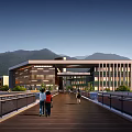 school teaching building stadium library 3d model