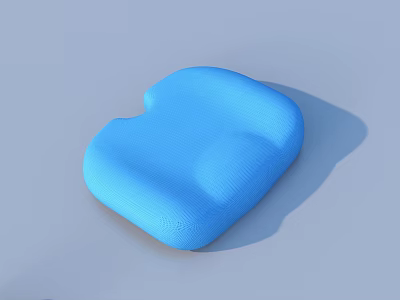 Soft Blue Cushion For Daily Use With Rounded Shape And Comfortable Surface 3d model