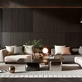 Modern Minotti Sofa Coffee Table Combination 3d model