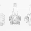 Three Stylish Modern Chandeliers With Geometric Metal Frames And Bright Lights