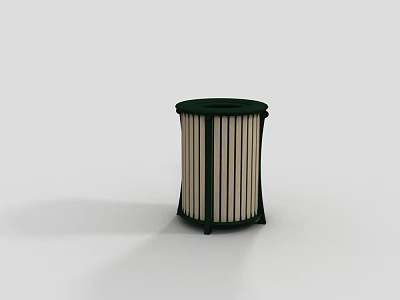 Cylindrical Container With Black Frame And Beige Vertical Stripes Design 3d model
