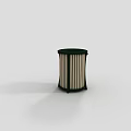 Cylindrical Container With Black Frame And Beige Vertical Stripes Design