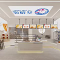 Bright Modern Dessert Shop Interior With Display Cabinets And Light Boxes 3d model