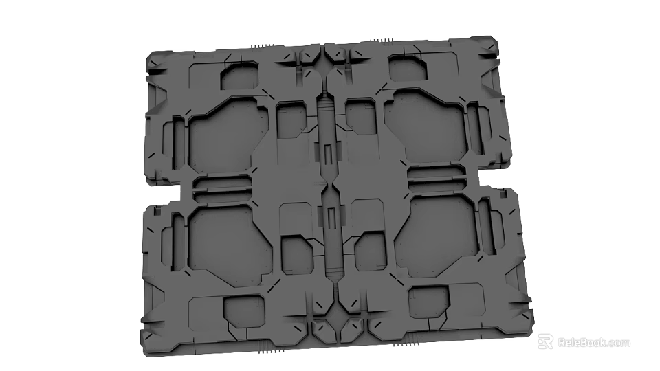 Black Square Mechanical Component With Geometric Holes Structural Patterns And Industrial Design Elements 3d model 