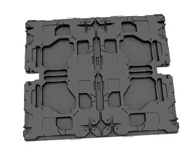 Black Square Mechanical Component With Geometric Holes Structural Patterns And Industrial Design Elements 3d model
