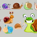 Colorful Cartoon Snail Ornaments With Big Eyes And Various Shell Patterns For Decoration