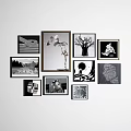 Creative Photo Wall With Various Frames Colorful And Black White Prints Mixed Sizes 3d model