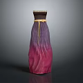 Elegant Strapless Dress With Purple To Pink Gradient And Yellow Belt Design