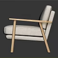 Modern Single Sofa With Light Gray Fabric Upholstery And Wooden Arms Legs