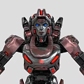 Futuristic Sci Fi Mech Character With Gray Red Armor And Mechanical Design