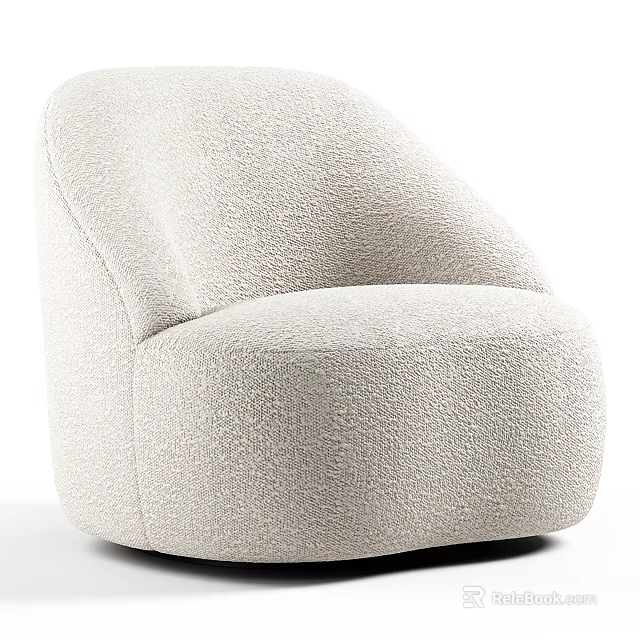 Cream Colored Single Sofa With Plush Fabric And Curved Modern Design 3d model 