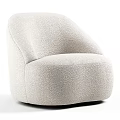 Cream Colored Single Sofa With Plush Fabric And Curved Modern Design