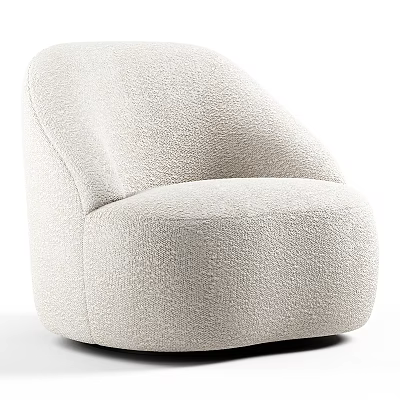 Cream Colored Single Sofa With Plush Fabric And Curved Modern Design 3d model