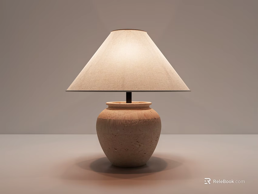 Elegant Table Lamp With Ceramic Base And Beige Fabric Lampshade 3d model