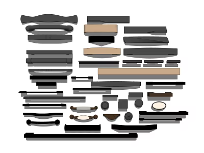 Various Modern Cabinet Handles with Different Styles Sleek Shapes and Contemporary Designs 3d model