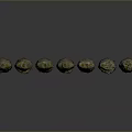 Ancient Sculptures With Weathered Texture And Moss Arranged In A Row On Gray Background