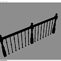 Black Railing With Yellow Decorative Accents And Vertical Metal Balusters 3d model
