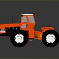 Red Tractor Design Featuring Large Tires White Roof And Black Components