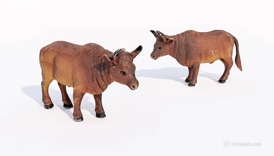 Two Brown Reptile Toy Models With Lifelike Texture And Details 3d model 