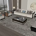 Modern Sofa And Coffee Table Set With Throw Pillows Side Tables And Area Rug 3d model