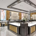 Modern Jewelry Store Interior Featuring Glass Display Cases Mirrored Walls And Elegant Lighting