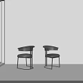 Modern Minimalist Black Dining Chair With Leather Seat And Metal Frame By The Window