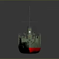 Vintage Model Ship With Green Hull Red Bottom And Wooden Deck Structure