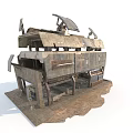 Abandoned Worn Wooden Mechanical Structure With Multi Layered Design And Metal Components