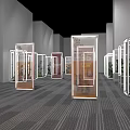 Modern Exhibition Hall With Transparent Display Cases For Laboratory Testing Kits 3d model