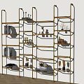 Stylish Modern Gold Bookshelf With Multiple Shelves Books And Decor Items