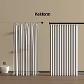 Modern Shower Sauna Interior Design With White Shower Curtain And Radiator Accessories