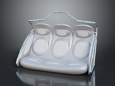 Sleek Modern Single Sofa With White Upholstery Metal Frame And Textured Seats Design 3d model
