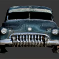 Teal Weathered Vintage Car With Retro Grille Headlights And Classic Body