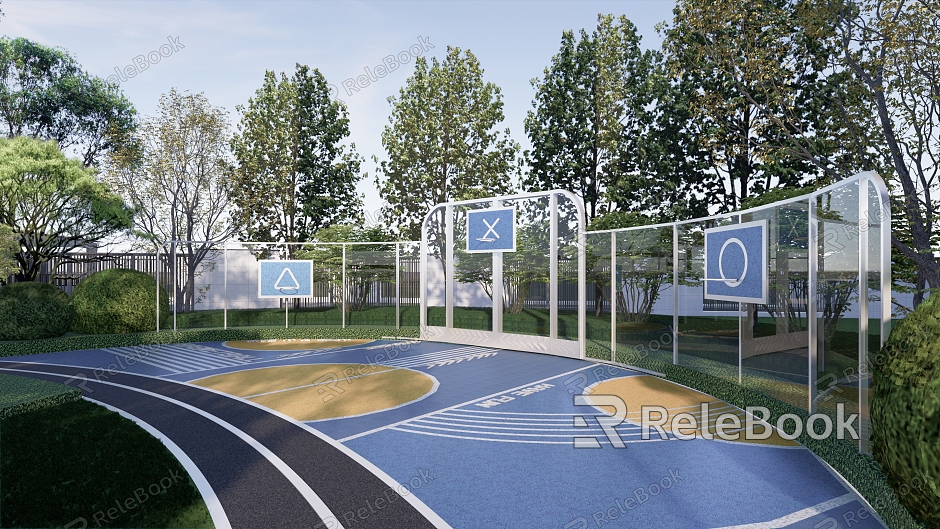 Modern basketball court outdoor basketball court half-court plastic field model