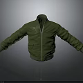 Green Bomber Jacket With Classic Design Zipper Front And Long Sleeves
