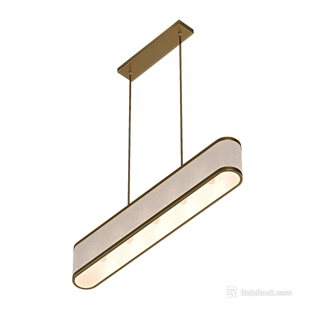 Modern Rectangular Pendant Light With Metal Support Fabric Shade And Soft Warm Glow For Dining Area 3d model