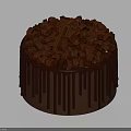 Chocolate Cake With Chocolate Chunks On Top And Chocolate Drizzle On The Sides