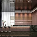 Modern Store Front Desk With Bar Counter High Stools Wine Shelves And Warm Lighting Fixtures