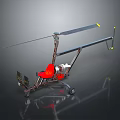 Modern Gyroplane Design With Metal Frame Red Seat Rotor Engine And Wheels