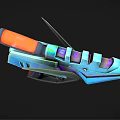 Futuristic Sci Fi Weapon With Blue Orange Glowing Accents And Mechanical Design